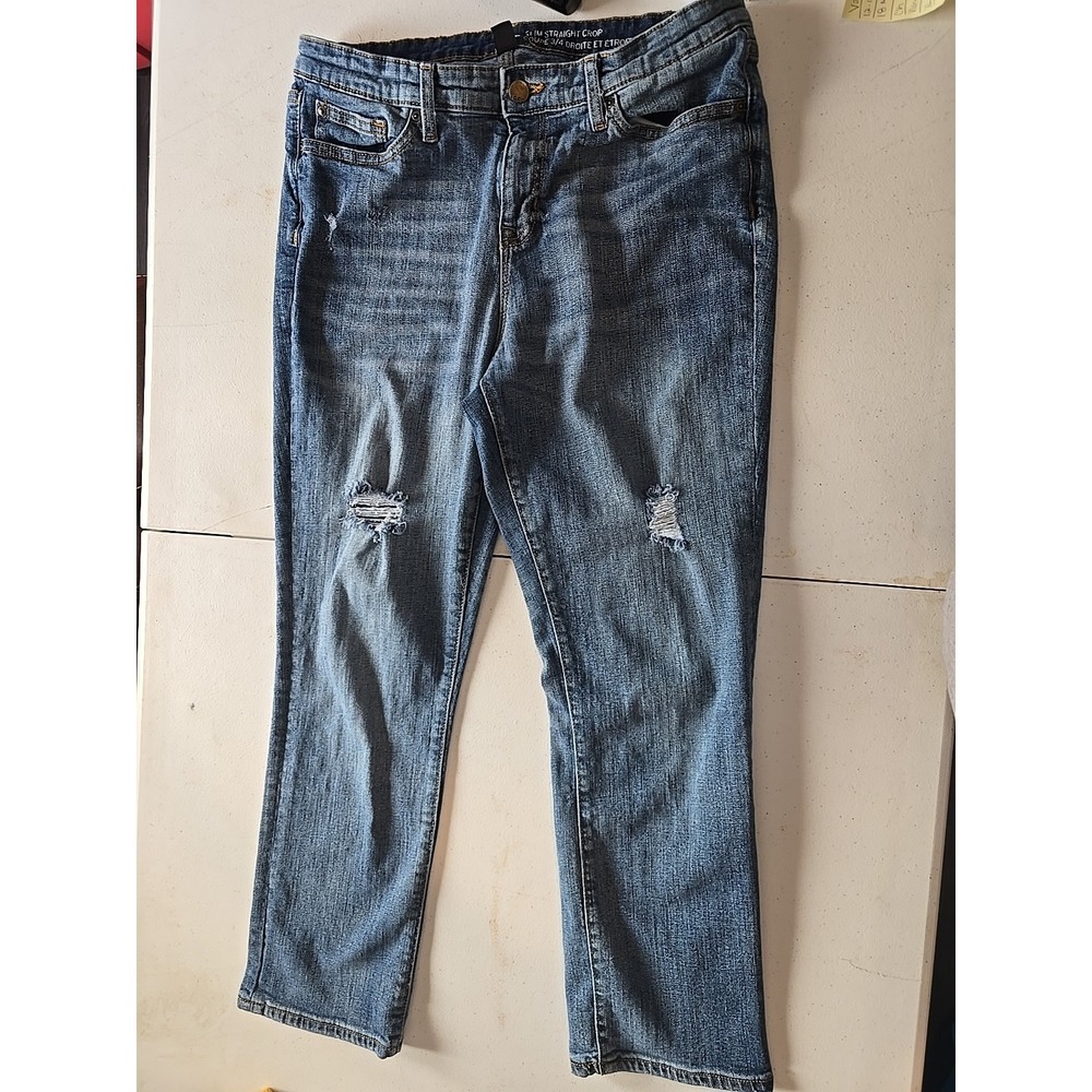 Gap Womens 10 (30) Jeans High Rise Slim Straight Crop Denim Distressed